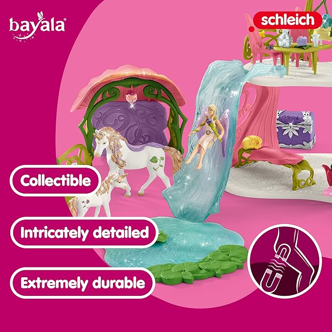 Schleich bayala, Fairy and Unicorn Gifts for Girls and Boys, Glittering Flower Dollhouse with Fairy, Unicorn, and Accessories, Ages 5+