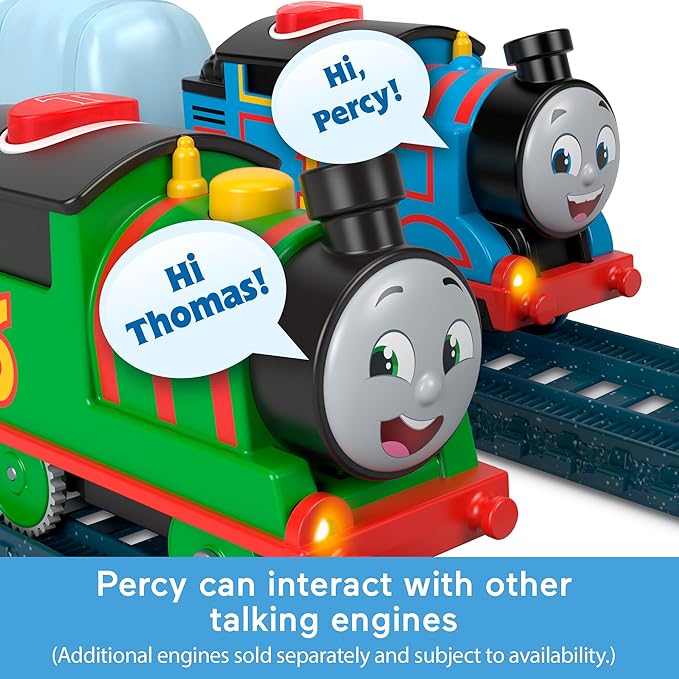 Thomas & Friends Motorized Toy Train Talking Percy Battery-Powered Engine with Sounds & Phrases for Pretend Play Preschool Kids Ages 3+ Years