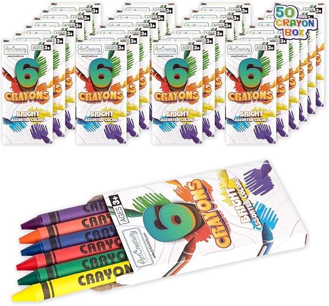 ArtCreativity Crayons Bulk Set - 300 Total Crayons - 50 Packs of 6 - Vibrant Colors for Kids & Classroom