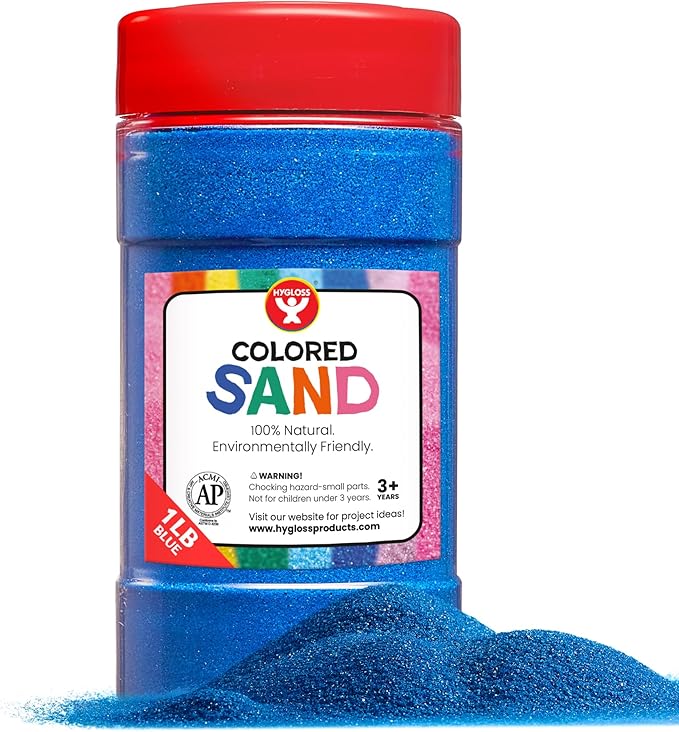 Hygloss Products Colored Play Sand - Assorted Colorful Craft Art Bucket O' Sand, Blue, 1 lb (29105)