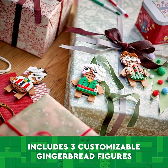 LEGO Gingerbread Ornaments - Christmas Tree Ornaments Building Set for Kids, Boys & Girls, Ages 6+ - 3 Gingerbread Decorations for Tree & Home - Gift Ideas for Kids - 40642