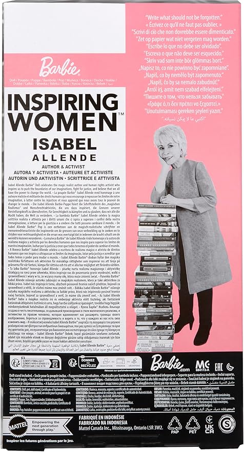 Barbie Inspiring Women Doll, Isabel Allende Collectible with in Red Dress with Book Accessory & Pet