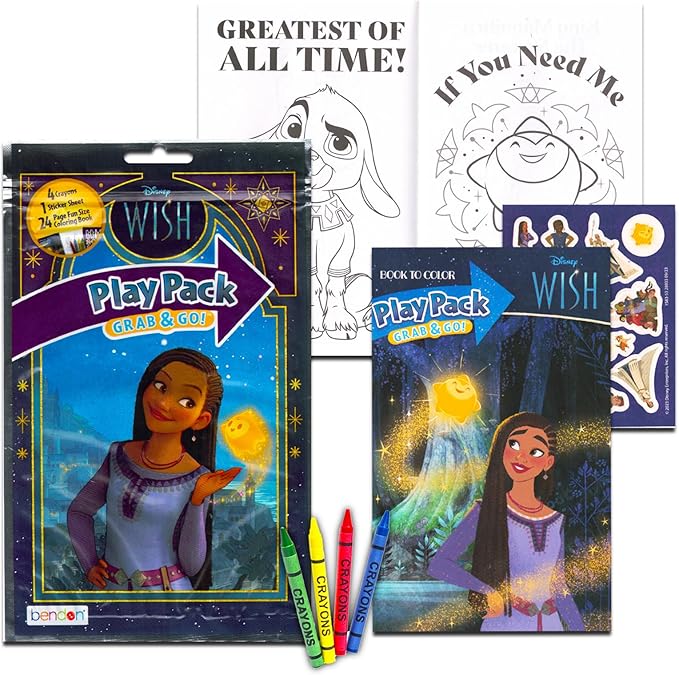 Disney Wish Coloring and Activity Book Set - Bundle with Asha and Star Imagine Ink, Play Pack, Stickers, More | Disney Wish Grab n Go Set for Kids