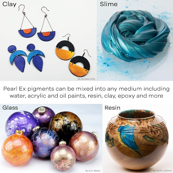 Jacquard Pearl Ex Pigment Powder Series 1 12 Color Set 3 Gram Jars - Loose Mica Powder for Epoxy Resin, Watercolors, Calligraphy Ink & Clay - Epoxy Pigment Powder - Epoxy Resin Color