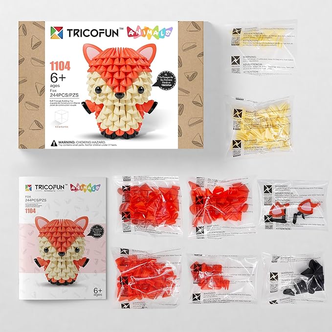 Creative Soft Building Blocks, Cute Animal kit Assembling Building Toys Gifts for Kids and 6+ Interactive Building Toy for Kids, Boys, and Girls (1104-FOX)