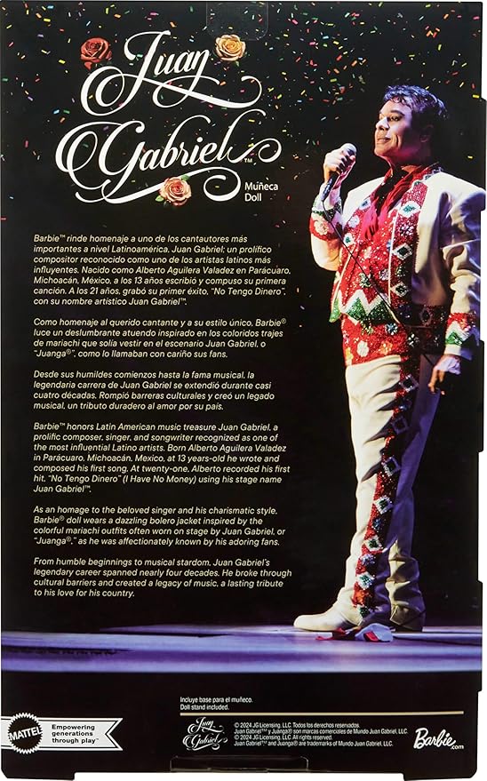 Barbie Signature Doll, Juan Gabriel Collectible in Chic Black and Gold Suit with Cropped Jacket and Golden Accessories