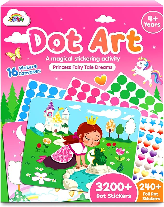 ZMLM Dot Art Craft Kit Activity, Dot Stickers for Toddlers No Mess Art and Craft Kit for Kids Ages 4-8, Small Easter Basket Stuffers DIY Crafts Birthday Valentines Day Gifts Classroom Travel Toys