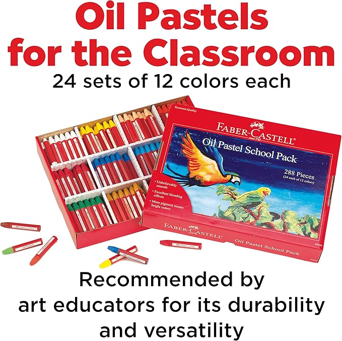 Faber-Castell - Oil Pastels School Pack - Premium Art Supplies For Kids (24 Each of 12 Colors) (288 Count)