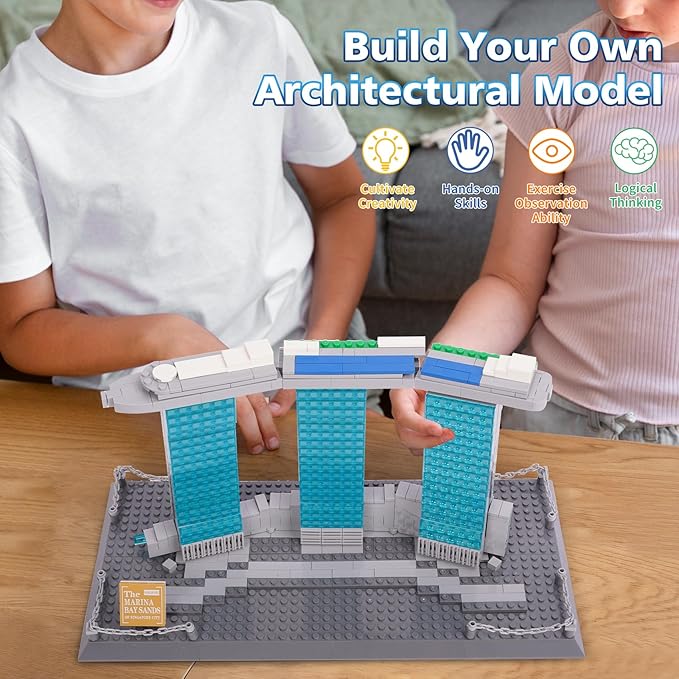 Oichy Building Blocks Set, Marina Bay Sands Architecture Model Kits Collection Toy Building Sets for Adults and Kids(881 PCS)