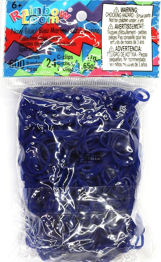 Rainbow Loom Navy Blue Jelly Rubber Bands Refill + C-clips