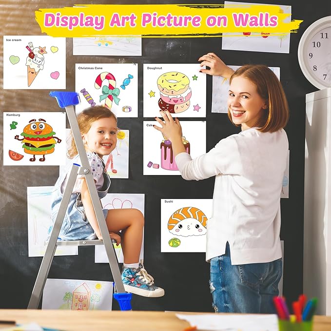 Water Coloring Books for Toddlers - Easter Basket Stuffers Watercolor Paint Book Drawing Art Paper for Kids Mess Free Craft Supplies kit Toy for Age 3 4 5 6 Valentines Birthday Gift(Food）