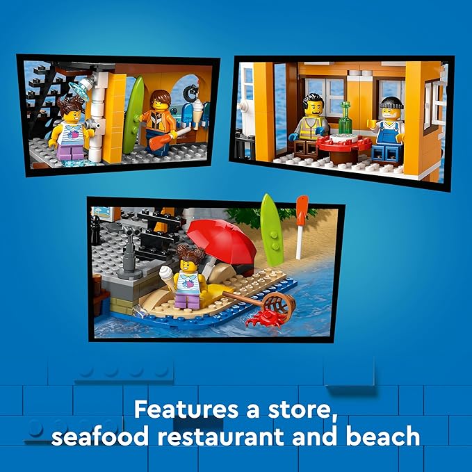 LEGO City Seaport with Goods Ship, Construction Toy Boat, Boys and Girls 8 Years and Older, Container Crane, Fishing Rod and Walkie Talkie 60422