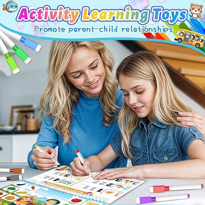 CRAZYTHUR Busy Book with 48 Themes Learning and Coloring for Kids, Busy Book for Toddlers, Toddler Preschool Busy Books for Homeschool Preschool, Gifts for Girls and Boys Ages 3, 4, 5, 6