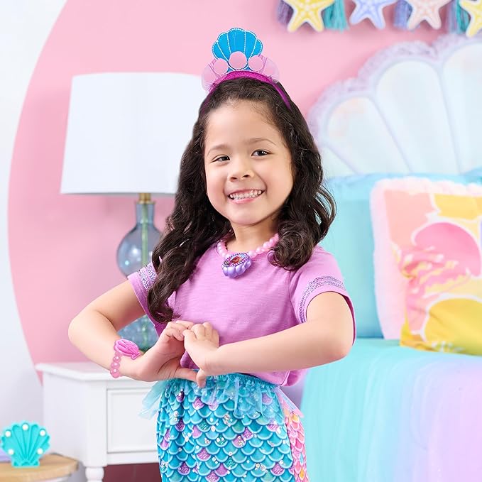 Disney Junior Ariel 2-in-1 Dress Up Set for Pretend Play, Sizes 4-6X, 4-Pieces, Mermaid, Kids Toys for Ages 3 Up by Just Play