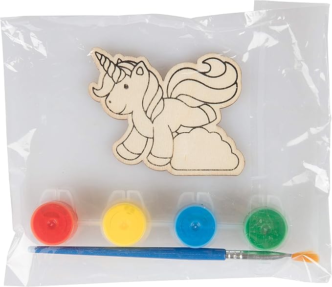 Set of 24 Valentines Cards for Kids Classroom - Valentine's Day Unicorn &Dragon Wood Painting Kits for Kids School -Each Valentines Gift Has Complete Craft Kit & Card for Boys Girls Classroom Exchange