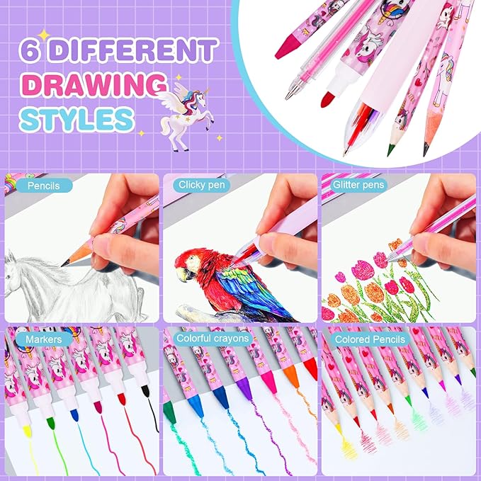 homicozy Art Supplies for Kids,66PCS Drawing Kits with Unicorn Storage Case for Girls Age 4-12,Coloring Art Case,Crayon,Colored Pencils,Coloring Book Sketch Book Drawing Stuff,Gift Toys for Girls 4 Up