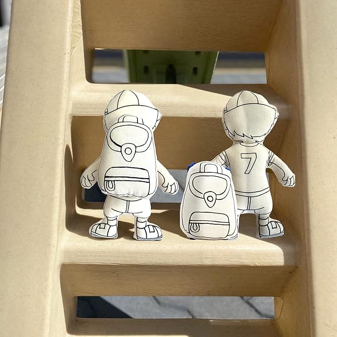 Color Your Boy Doll - Washable Art Toy with Cap & Mini Backpack - Educational Craft for Creative Play - Washable Markers Included