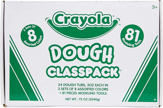 Crayola Assorted Dough Classpack with Tools, 8 Colors, Art Supplies, Over 100 Pieces, 24 per Carton