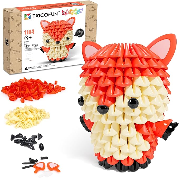 Creative Soft Building Blocks, Cute Animal kit Assembling Building Toys Gifts for Kids and 6+ Interactive Building Toy for Kids, Boys, and Girls (1104-FOX)