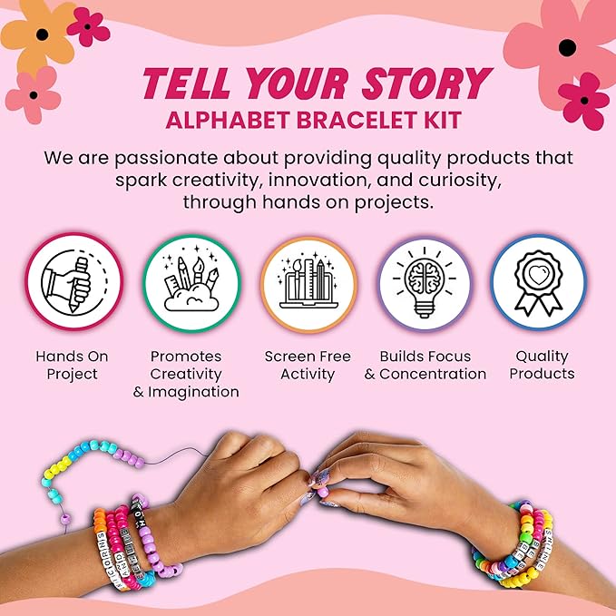 Fashion Angels Alphabet Bead Kit, 500+ Colorful Charms and Beads With Small Bead Organizer - Preppy Bracelet Making Kit for Teen Girls, Recommended for Ages 8 And Up