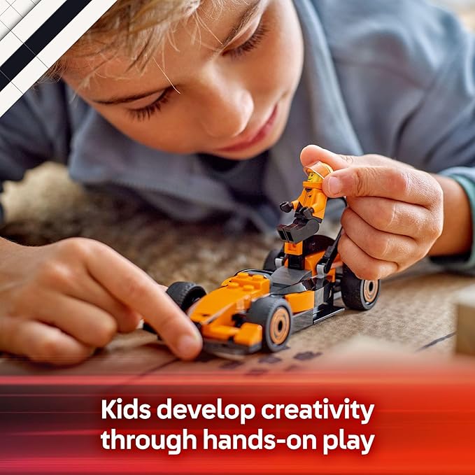LEGO City F1 Driver with McLaren Race Car Toy - Model Car Building Toy Kit for Kids, Boys and Girls, Ages 6+ - F1 Collectible for Fans - with a Driver Minifigure - Gift Idea for Birthdays - 60442