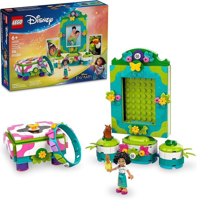LEGO Disney Encanto Mirabel’s Photo Frame and Jewelry Box, Buildable Disney Toy for Kids with Play Bracelet and Mirabel Madrigal Mini-Doll, Jewelry Box Gift for Girls and Boys Ages 6 and Up, 43239