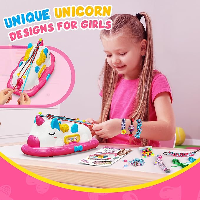 Flooyes Unicorn Friendship Bracelet Making Kit Girls Toys, Ages 4 5 6 7 8 Year Old Girls Birthday Gifts Ideas,Double Storage DIY Jewelry String Maker Supplies,Arts and Crafts for Kids Ages 4-6 6-8 5-7
