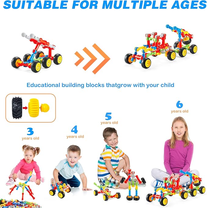 STEM Building Toys for 3 4 5 6 7 8 Year Old Boys Girls, 125 Pcs Stem Toys for 5 Year Old Building Blocks Educational STEM Kit Learning Creative Toys for 3-5 4-8 5-7 6-8 Kids, Birthday Gifts for Kids