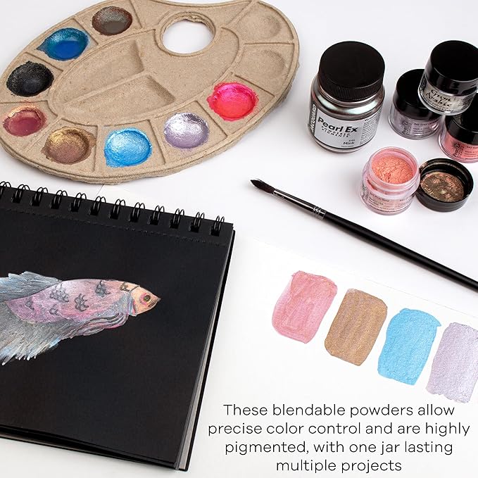 Jacquard Pearl Ex Pigment Powder Series 3 12 Color Set 3 Gram Jars - Loose Mica Powder for Epoxy Resin, Watercolors, Calligraphy Ink & Clay - Epoxy Pigment Powder - Epoxy Resin Color