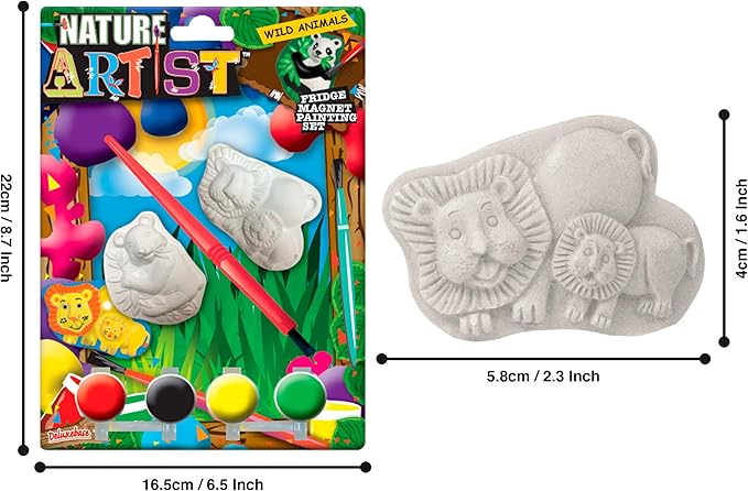 Wild Animal from Deluxebase. Fridge Magnet Painting Set and Colorful Arts and Crafts for Kids, Great for Animal Party Favors and Creative Toys.