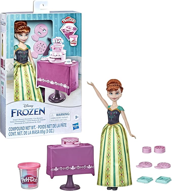 Disney Frozen Anna's Dessert Decorator, Non-Toxic Play-Doh Cake Maker and Fashion Doll, Toy for Kids 3 Years Old and Up