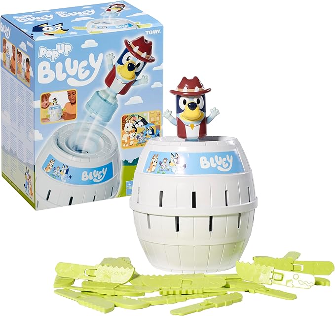 TOMY Games Pop Up Bluey Kids Game - Strategic Preschool Games and Bluey Toys for Family Game Night - Classic Kids Board Games - Kids Toys for 2-4 Players - Ages 4 Years and Up