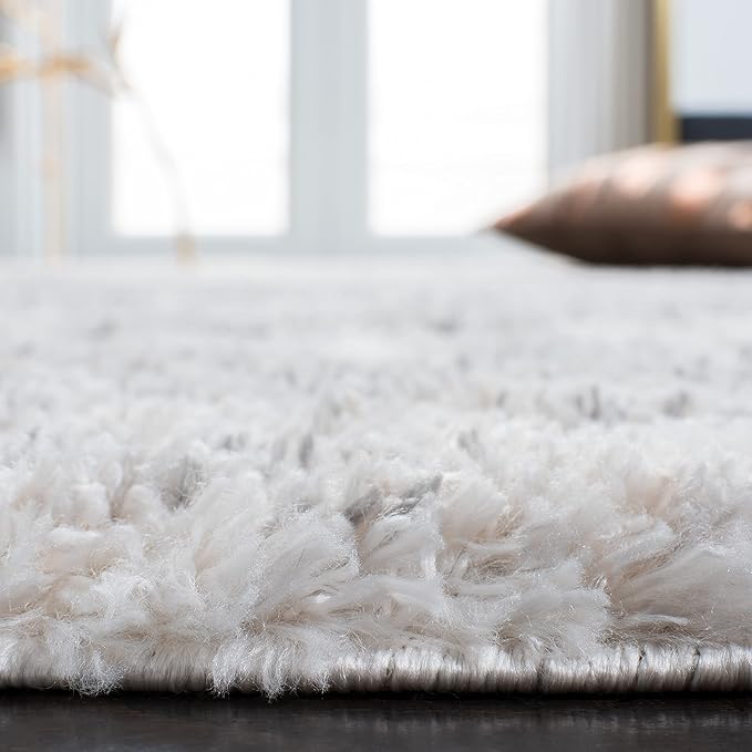 SAFAVIEH Berber Shag Collection Runner Rug - 2' x 6', Ivory & Beige, Modern Abstract Design, Non-Shedding & Easy Care, 1.2-inch Thick Ideal for High Traffic Areas in Living Room, Bedroom (BER272A)
