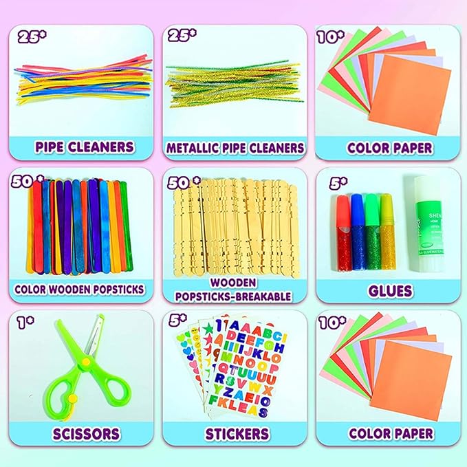 YITOHOP Arts and Crafts Supplies for Kids -1000+ pcs Art Craft kit in Carrying Travel Box for Toddlers Ages 4+ DIY Crafting School Kindergarten Project Activity- Ideal Xmas Gifts