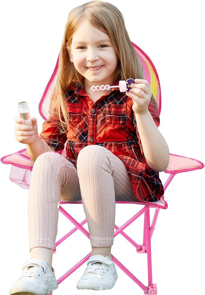 Heritage Kids Figural Unicorn Folding Kids Indoor Outdoor Beach Camp Chair with Portable Carry Case, Ages 6+