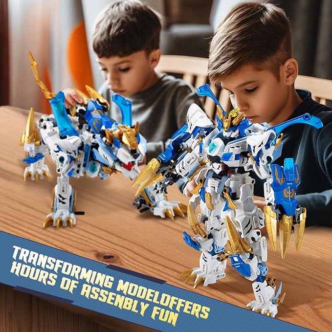 Mech Building Blocks Action Figure Toys, 2in1 White Tiger Transforming Robot Building Set, Converts to Tiger Model, for Adults Kids Boys Ages 8+（515 Pieces） (White Tiger)