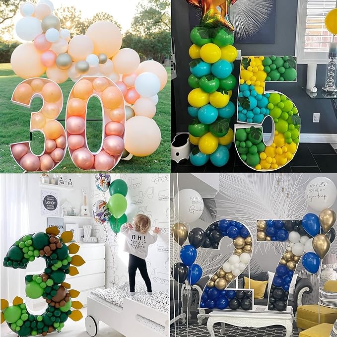Mosaic Balloon Frame Light Up Numbers 8 Pre-Cut Large Foam Board Sign Cut-Out for Boy Girl 8 Birthday Party Backdrop Anniversary Decoration