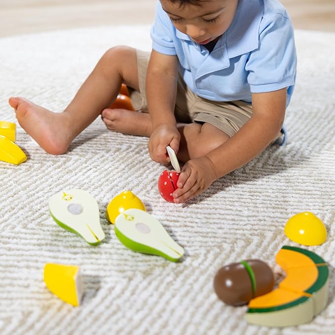 Melissa & Doug Cutting Fruit Set - Wooden Play Food Kitchen Accessory, Multi - Pretend Play Accessories, Wooden Cutting Fruit Toys For Toddlers And Kids Ages 3+