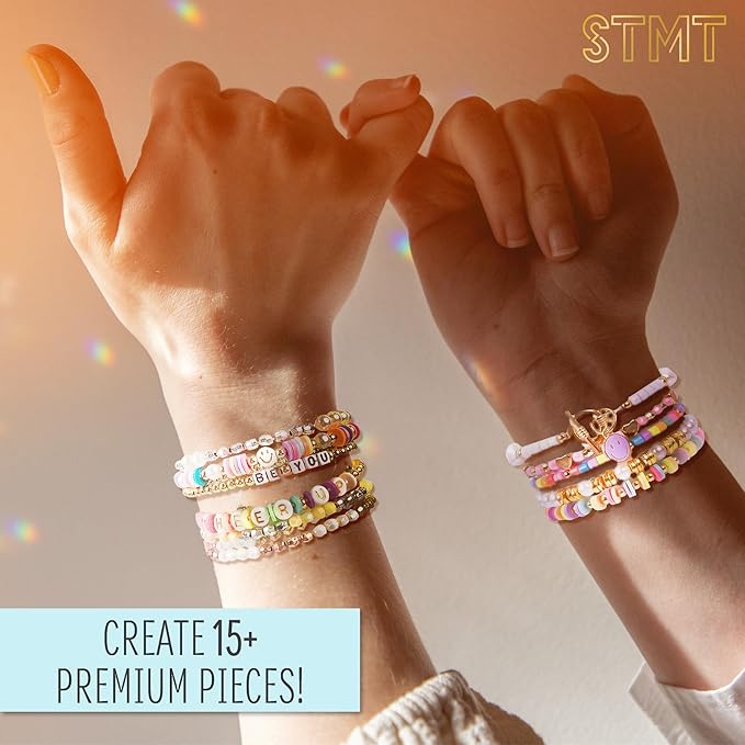 STMT DIY Beaded Jewelry, Makes 15 Premium Jewelry Pieces, Quality Bracelet Making Kit, Features Letter Beads for Bracelets, Enameled Bracelet Charms, Jewelry Making Supplies, Great Teen Girl Gifts