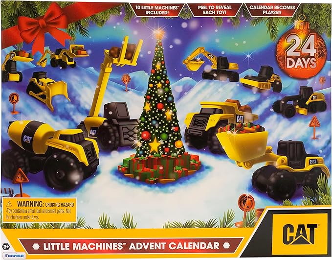 CAT Construction Toys, Little Machines Advent Calendar - Kids Toys for Ages 3 and Up - 24 Piece Set with 10 Little Machines Vehicles & Magic Insta-Dirt!