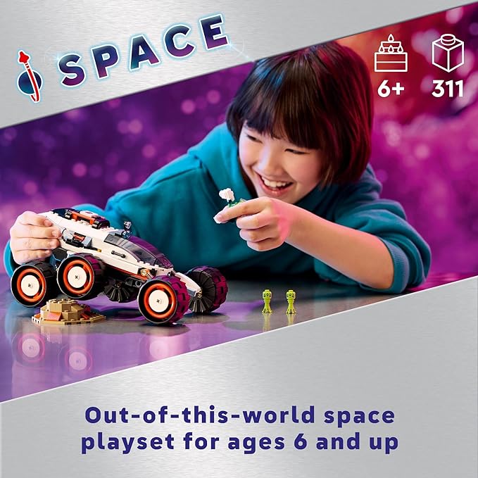 LEGO City Space Explorer Rover and Alien Life Toy, Space Gift for Boys and Girls Ages 6 and Up with 2 Minifigures, Robot and Extraterrestrial Figures, Pretend Play STEM Toy, 60431