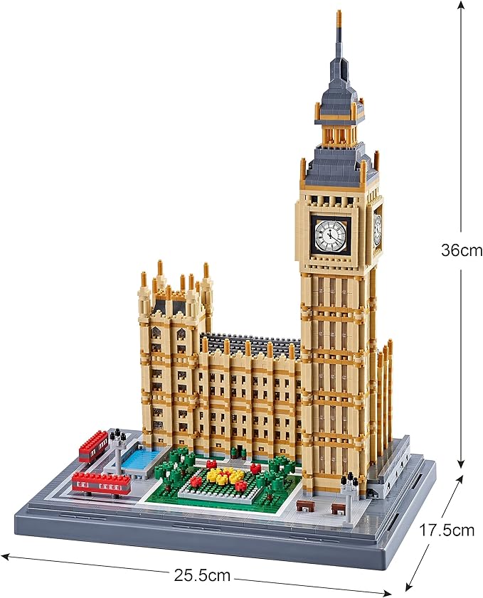 Real Big Ben Micro Building Blocks Set for Adults 6473 PCS - World Famous Architectural Model Toys Presents for Kid Age of 14+