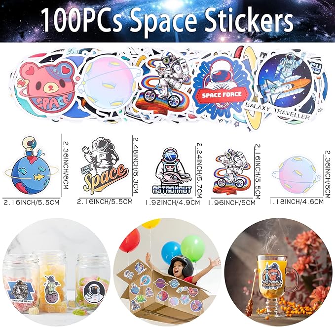 Space Party Favors for Kids Outer Space Themed Birthday Party Supplies, Party Favors Space Toys Included Mini Toys, Slap Bracelet, Sticker, Necklace,Keychains