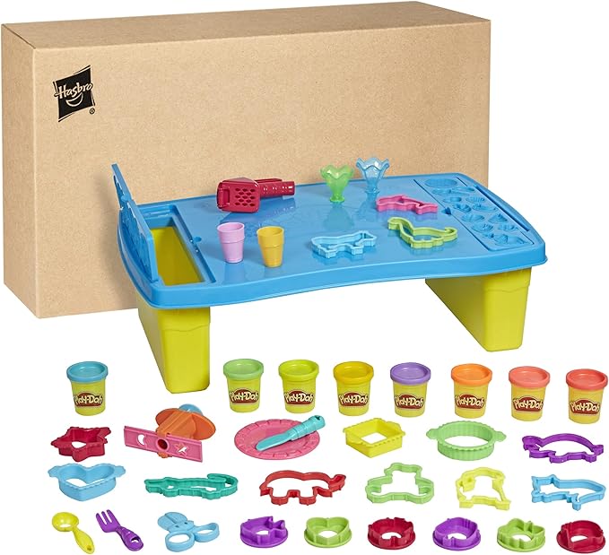 Play-Doh Play 'n Store Table Toy, 25+ Accessories, 8 Cans of Assort. Colors, Back to School Classroom Supplies, Kids Arts & Crafts, Preschool Toys, Ages 3+ (Amazon Exclusive)