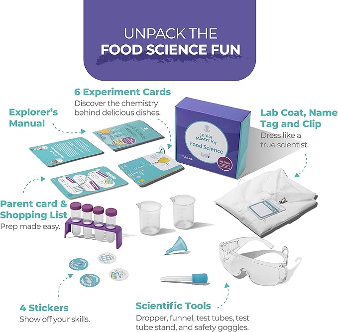 Tovla Jr. Edible Science Experiment Kits for Young Kids 4+ – STEM Educational Activity with Hands-On Food and Kitchen Experiments Using Real Tools