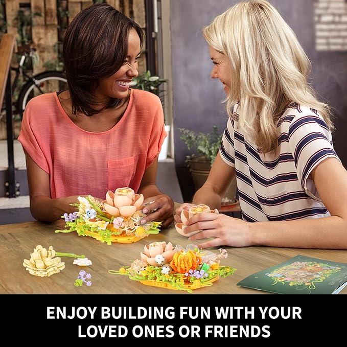 Flowers Building Set for Adults, 965 PCS Botanical Collection Table or Wall Home Decor, Compatible with Lego Flowers Plants, Ideas Gift for Mother's Day Birthday Anniversary