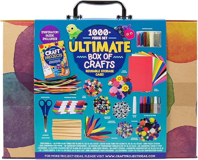 Made By Me Ultimate Craft Box, Art & Craft Activities 1000 Piece Set, Storage Case, Great for Preschool Arts & Crafts, Adult & Group Projects, Craft Box for Kids Girls & Boys