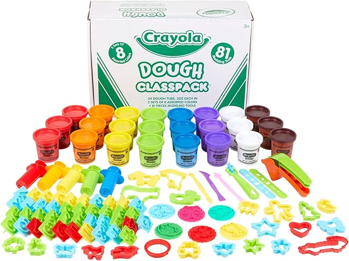 Crayola Assorted Dough Classpack with Tools, 8 Colors, Art Supplies, Over 100 Pieces, 24 per Carton