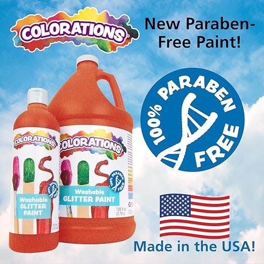Colorations Washable Glitter Paint, Gallon, Orange, Non Toxic, Vibrant, Bold, Kids Paint, Craft, Hobby, Fun, Art Supplies