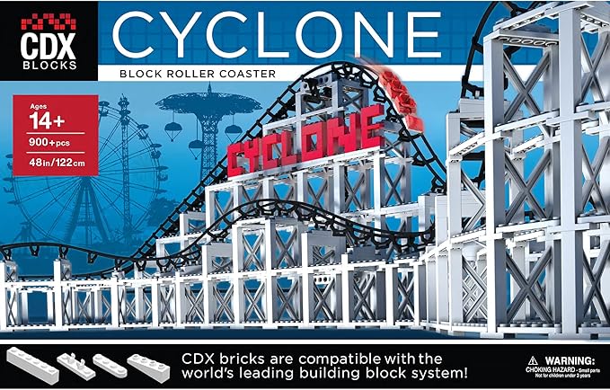 Cyclone - 900+ Pieces, Building Brick Set, Gravity Powered Roller Coaster Model, Promotes STEM Learning